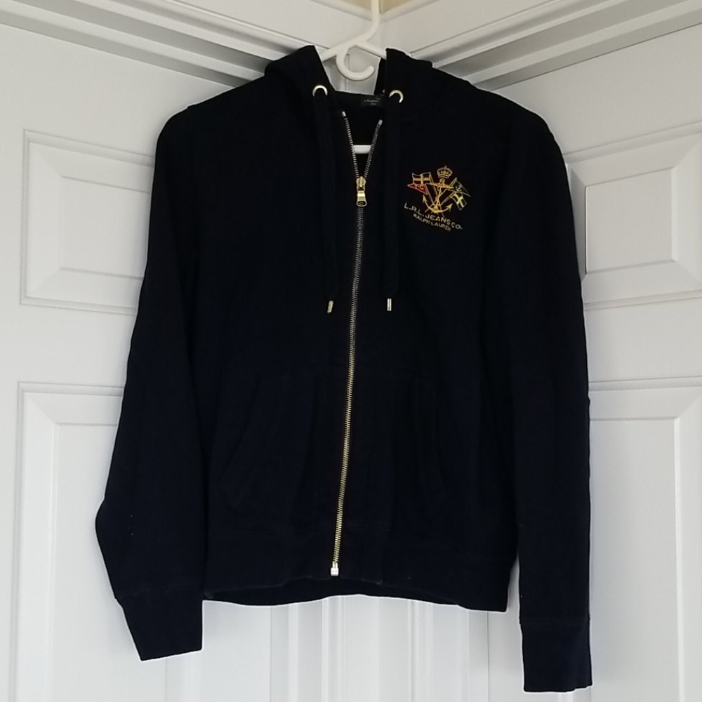 Navy zip up hooded sweatshirt